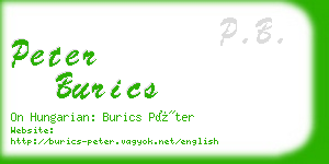 peter burics business card